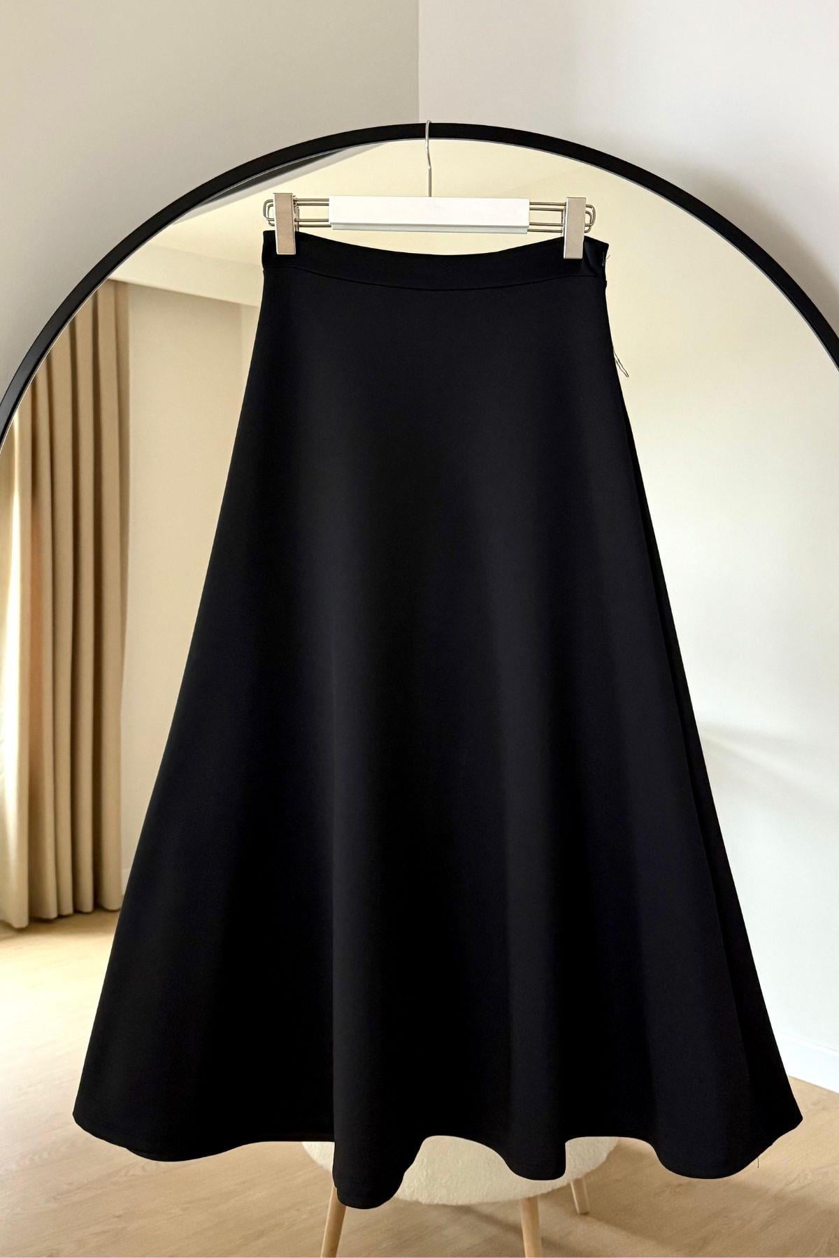 SİYAH FERMUARLI SCUBA ETEK