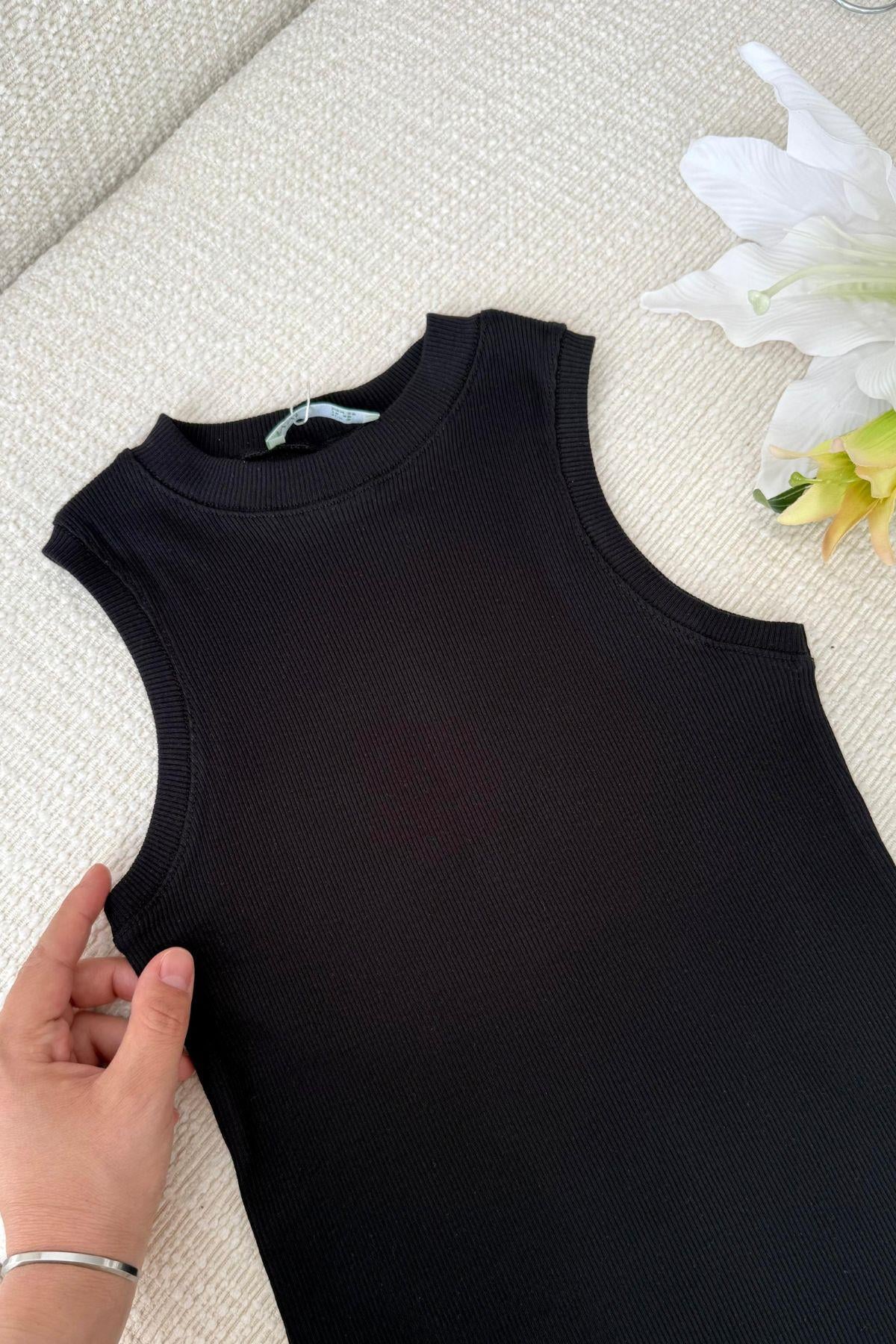 SİYAH SIFIR KOL FİTİLLİ BODY