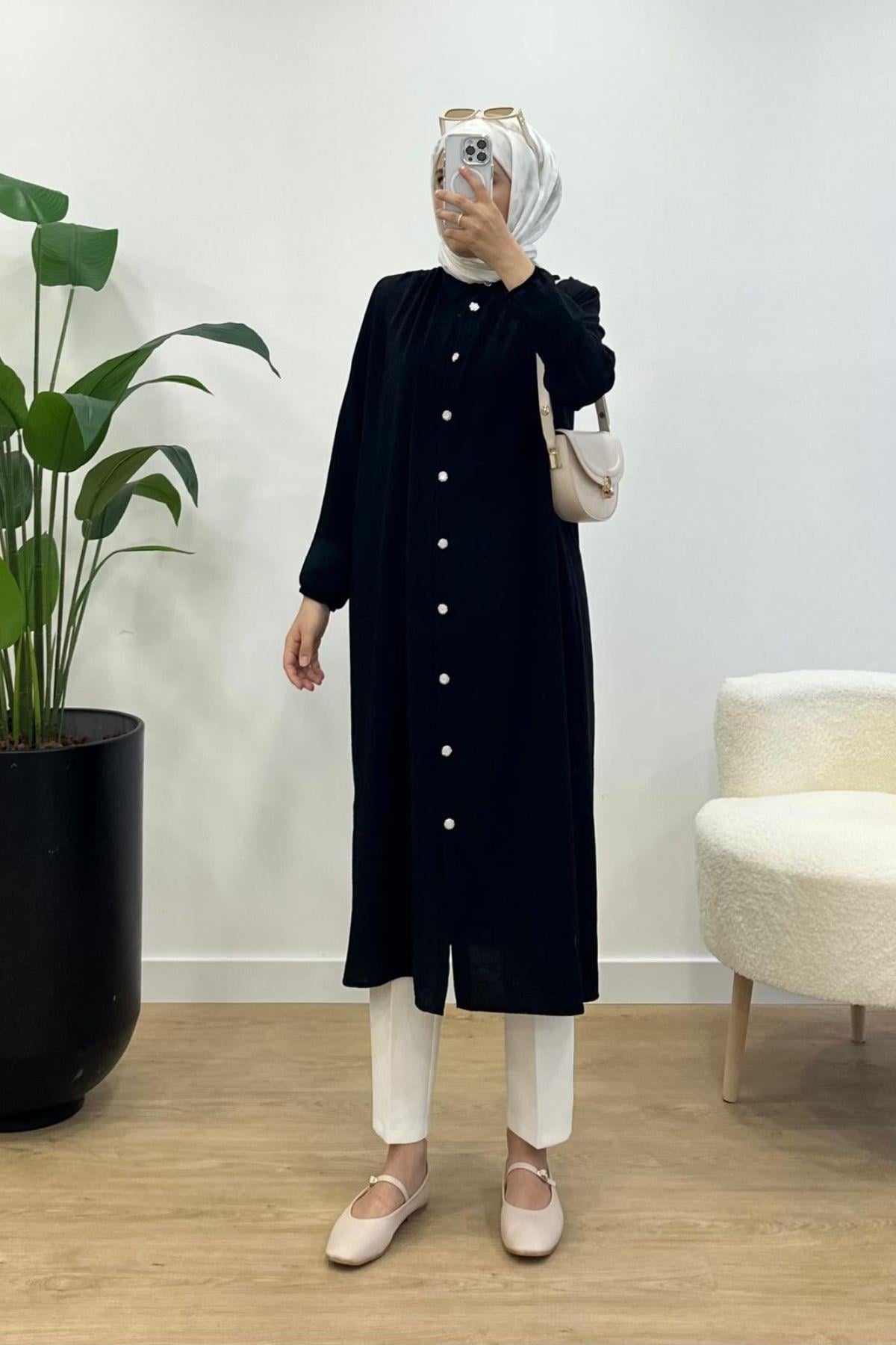 SİYAH UZUN AEROBİN GÖMLEK