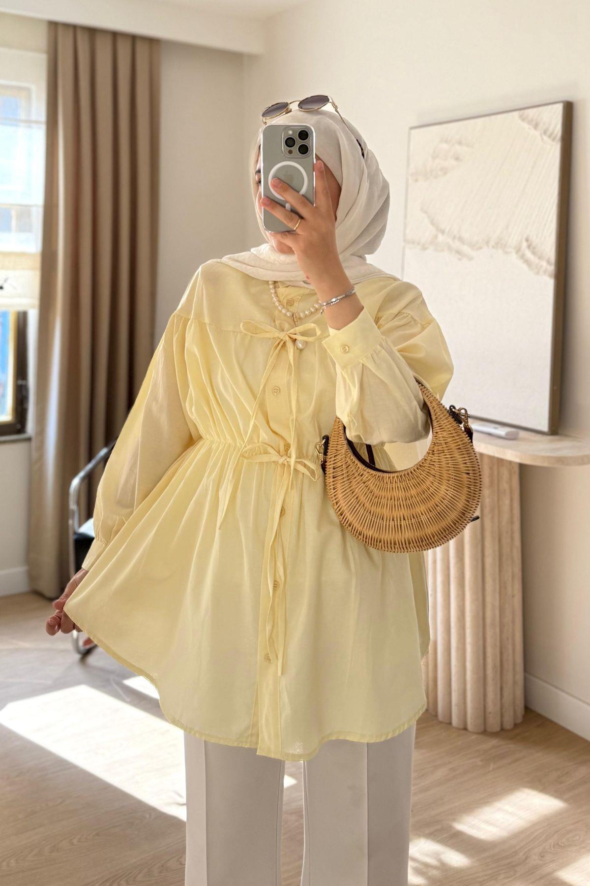 SOFT SARI BÜZGÜLÜ GÖMLEK