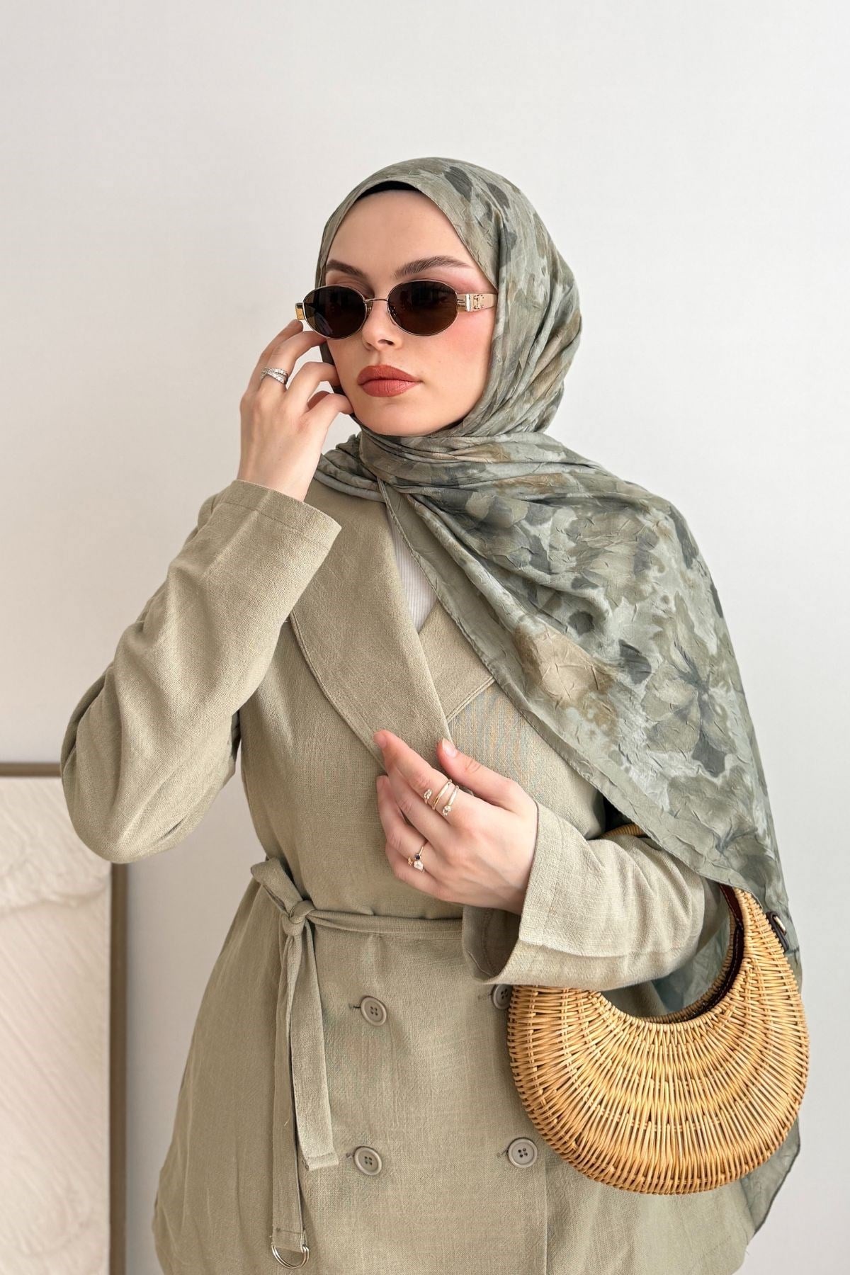 SOFT YEŞİL HERA ÇİÇEKLİ ŞAL