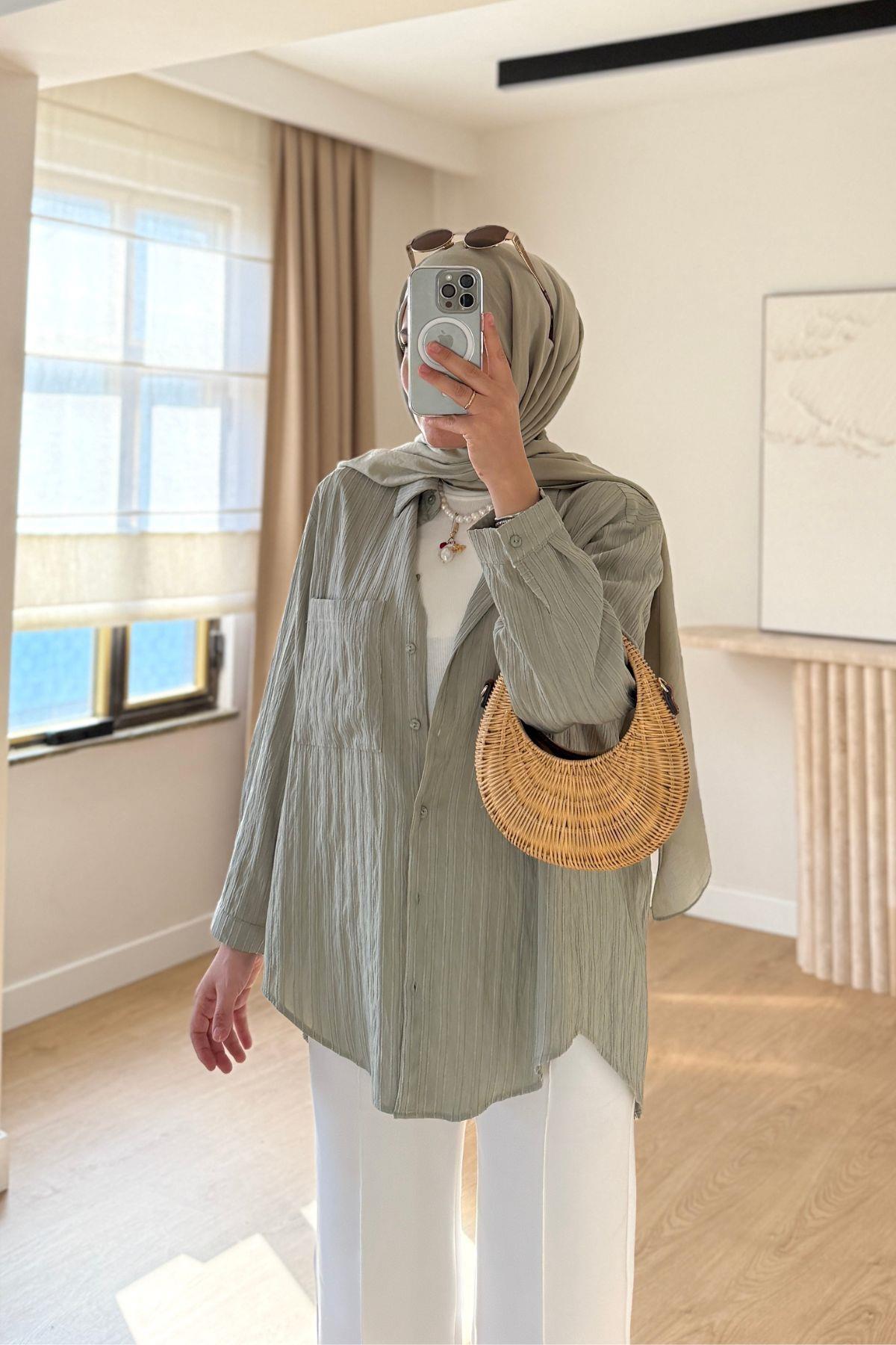 SOFT YEŞİL LUNA TEK CEP BASİC GÖMLEK