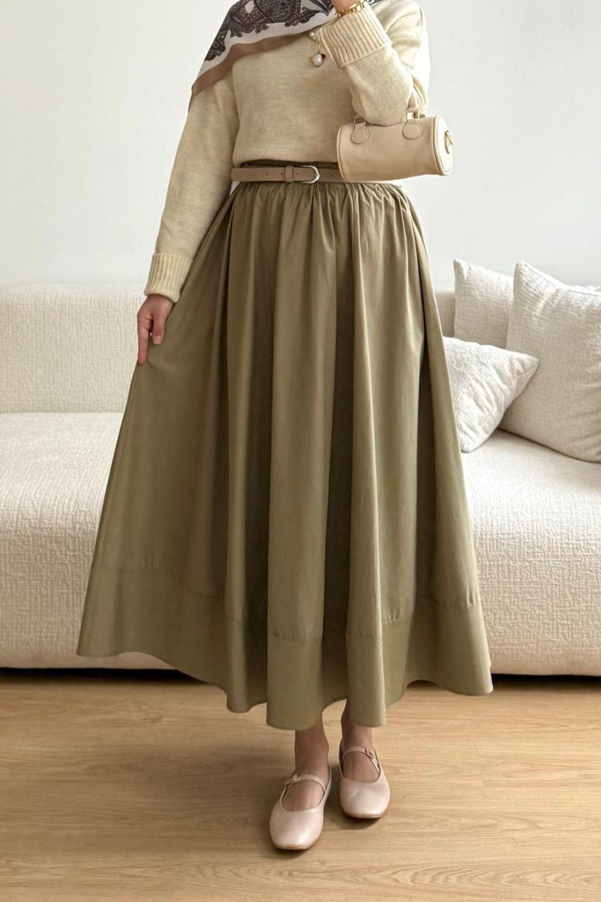 SOFT YEŞİL POPLİN ETEK