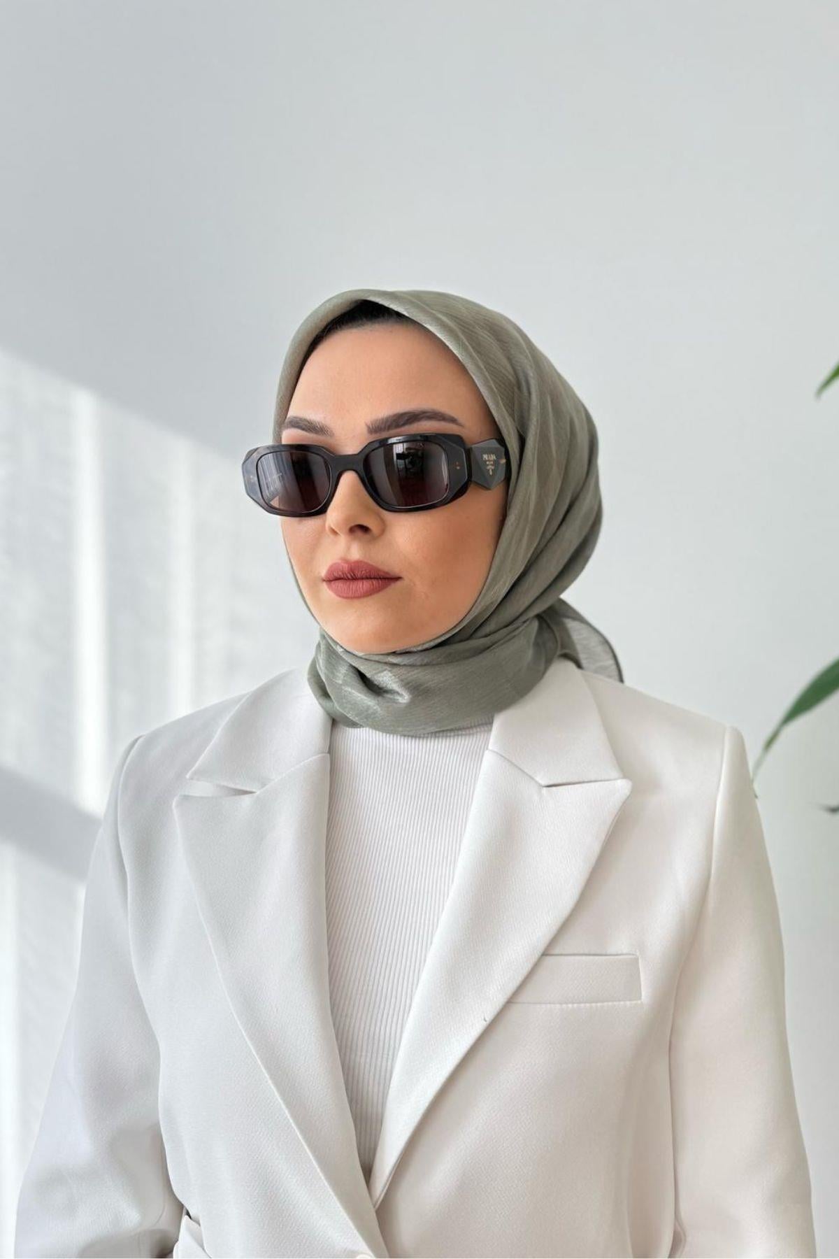 SU YEŞİL DAMA DESEN EŞARP