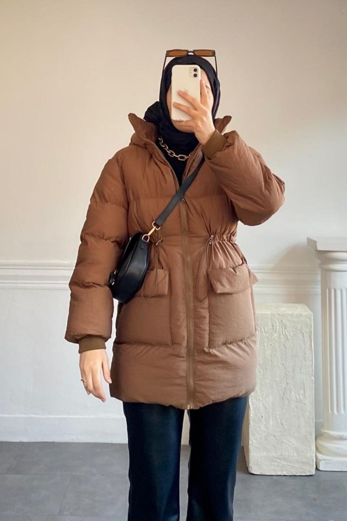 TABA BÜZGÜ DETAYLI KAPİTONE MONT