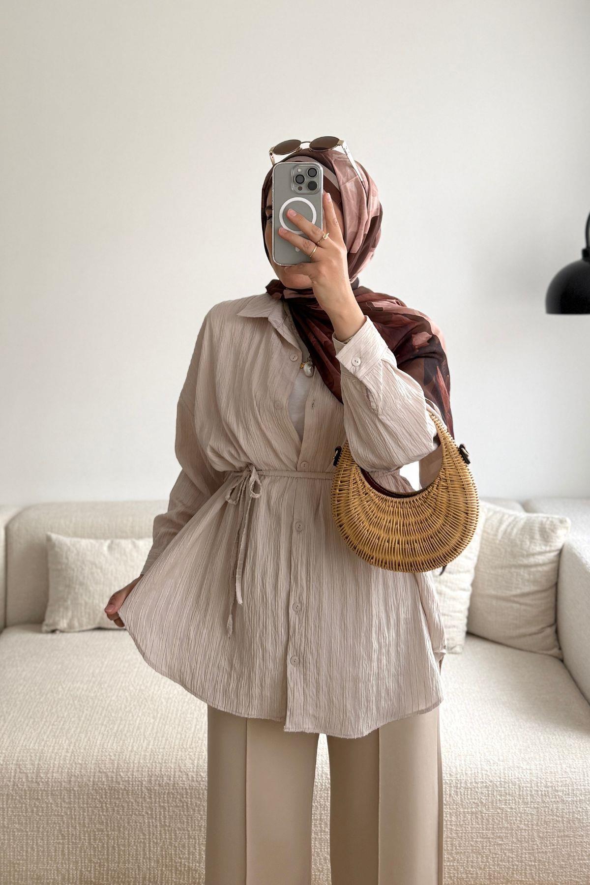 TAŞ MERA TEK CEP KUŞAKLI GÖMLEK