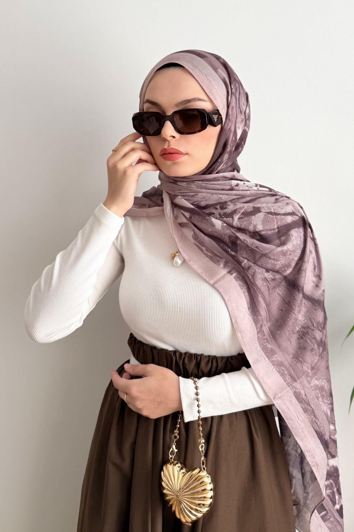 TOZ PEMBE ŞERİTLİ VİZON GEÇİŞLİ BAMBU ŞAL