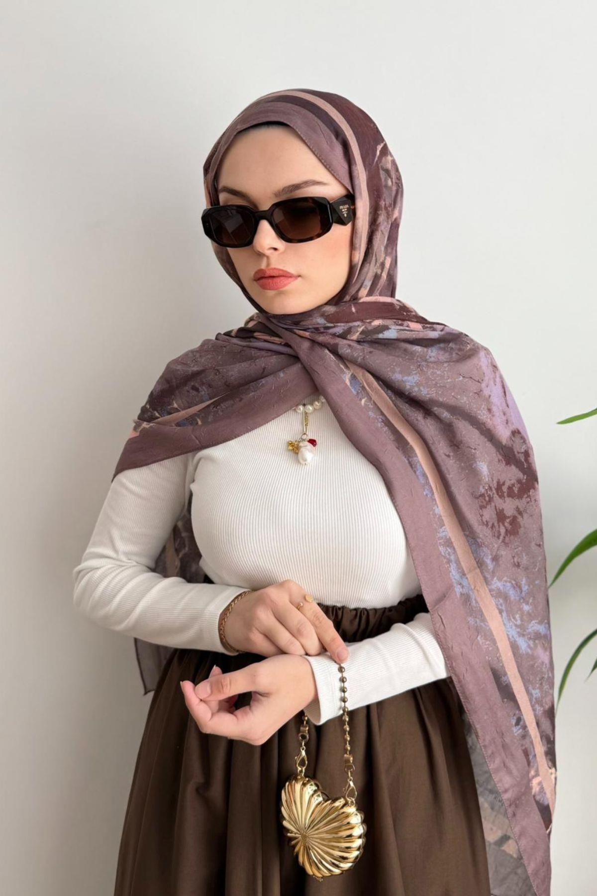 VİZON ŞERİTLİ MÜRDÜM GEÇİŞLİ BAMBU ŞAL