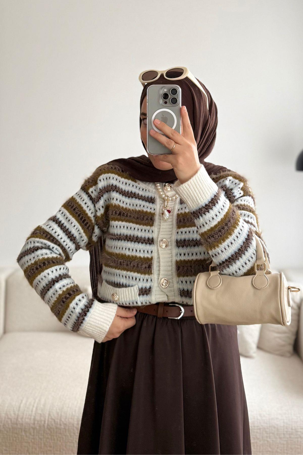 YAĞ YEŞİL ÇİZGİLİ HIRKA