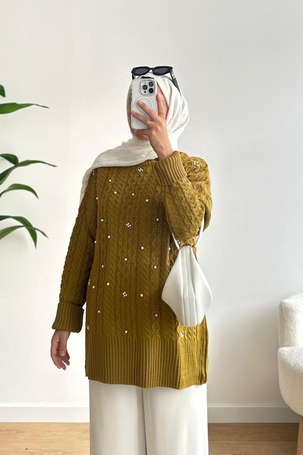 YAĞ YEŞİL İNCİLİ TRİKO KAZAK