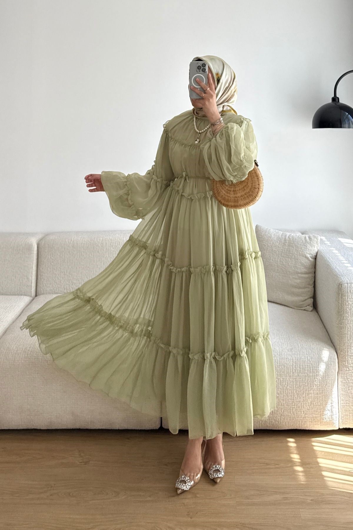 YEŞİL CANDY ŞİFON ELBİSE