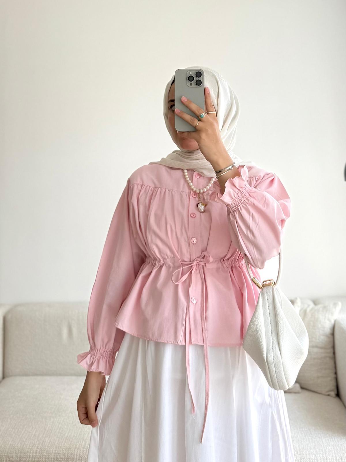 YUANNA SOFT PEMBE KISA GÖMLEK