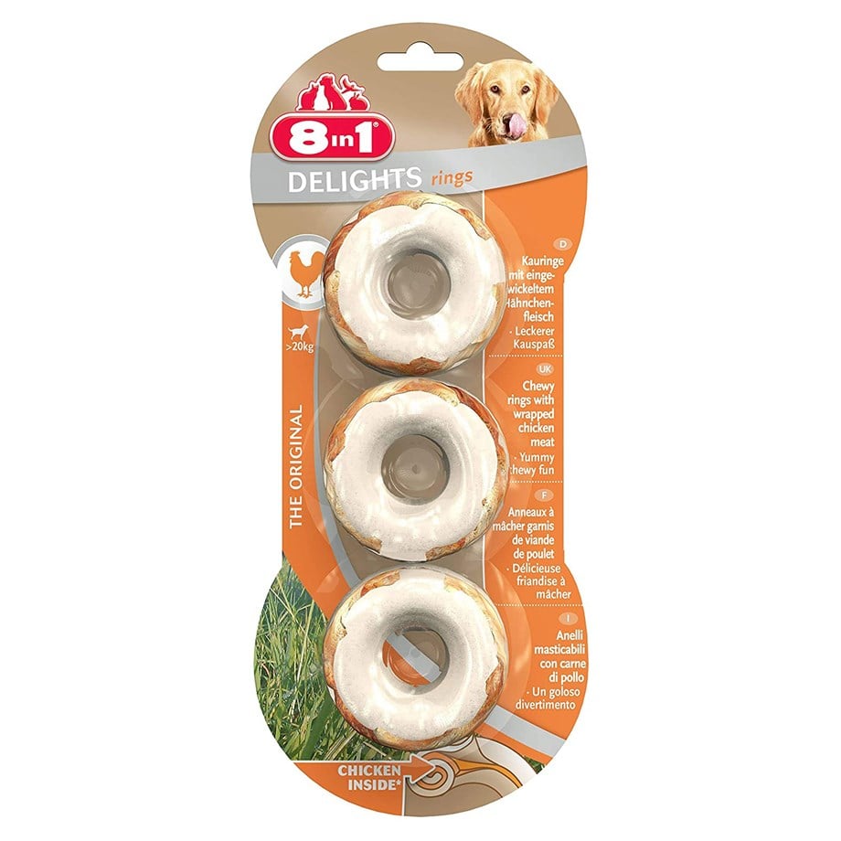 8in1 Delights Rings Köpekler İçin Ağız Bakım Kemiği Halka 3 Adet