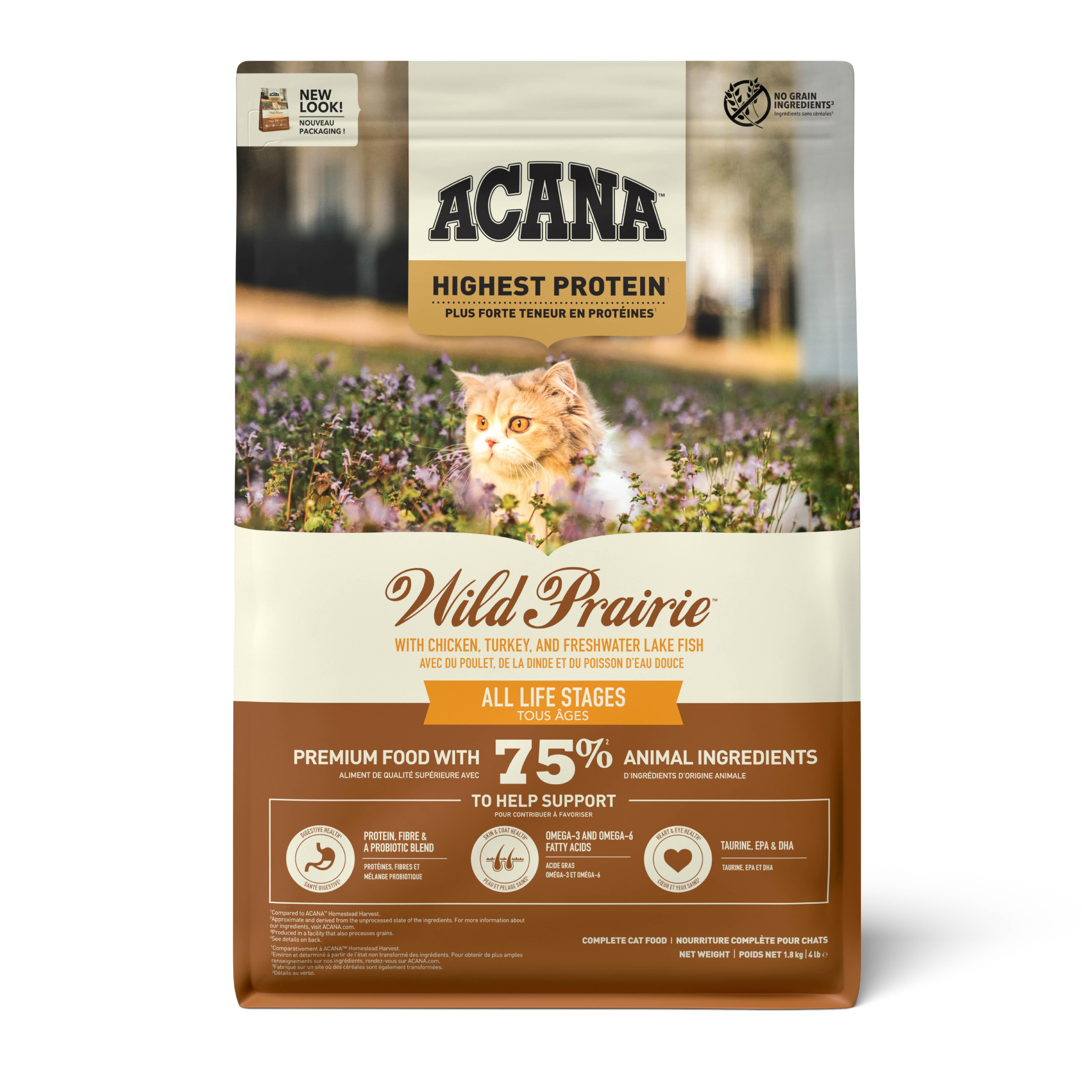 Acana Wild Prairie Tavuklu ve Göl Balıklı Tahılsız Kedi Maması 1.8 kg