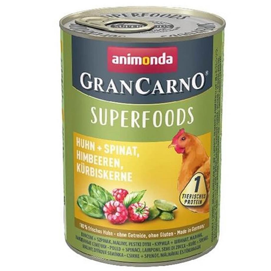Animonda Gran Carno Superfoods Tavuk Ispanak Ahududu Köpek Konservesi 400 Gr