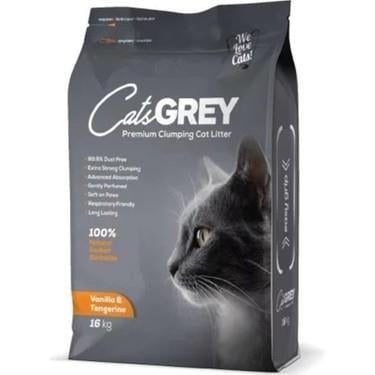 Cat's Grey Vanilya ve Mandalina Kokulu Tozsuz Topaklanan İnce Taneli Bentonit Kedi Kumu 16kg