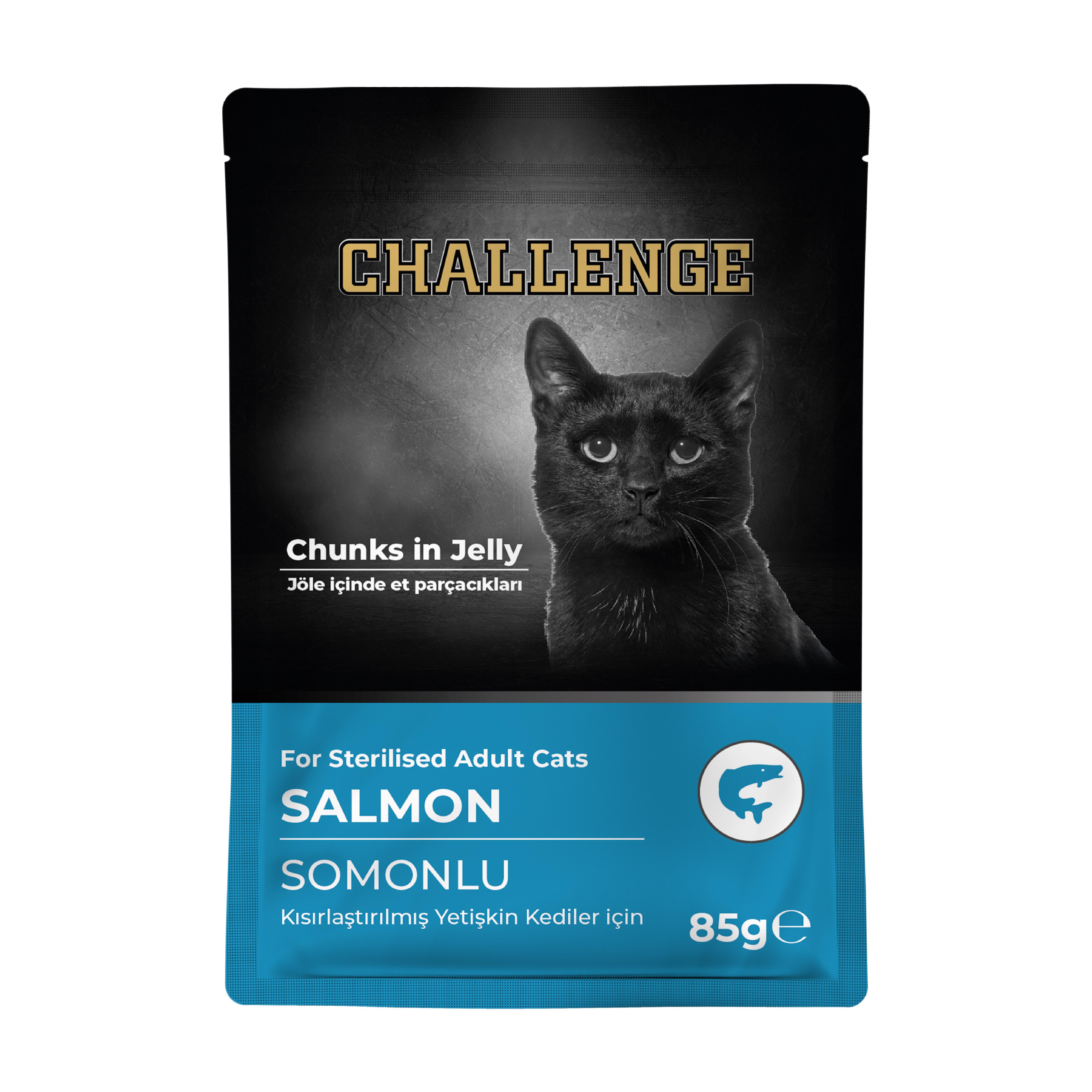 Challenge Somonlu Kısırlaştırılmış Yetişkin Kedi Pouch 85 gr