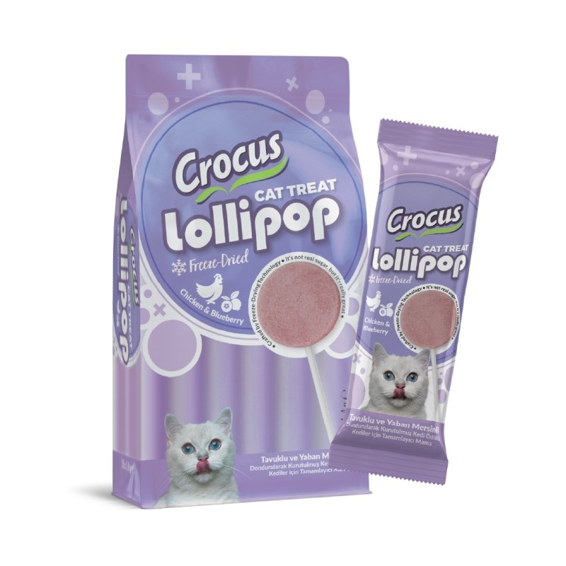 Crocus Tavuklu Ve Yaban Mersinli Kedi Lolipop