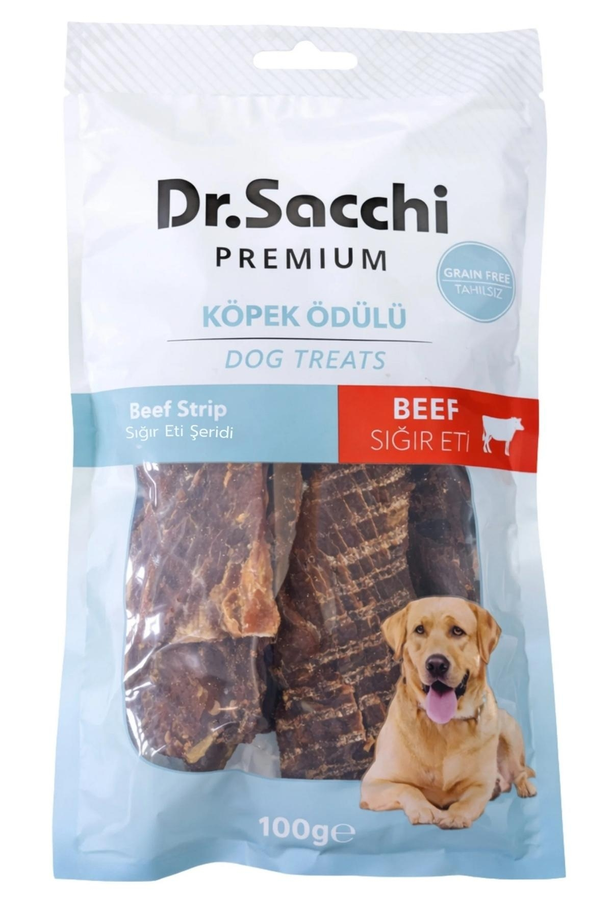 Dr.Sacchi Premium Sığır Eti Şeritli Tahılsız Köpek Ödülü 100 Gr