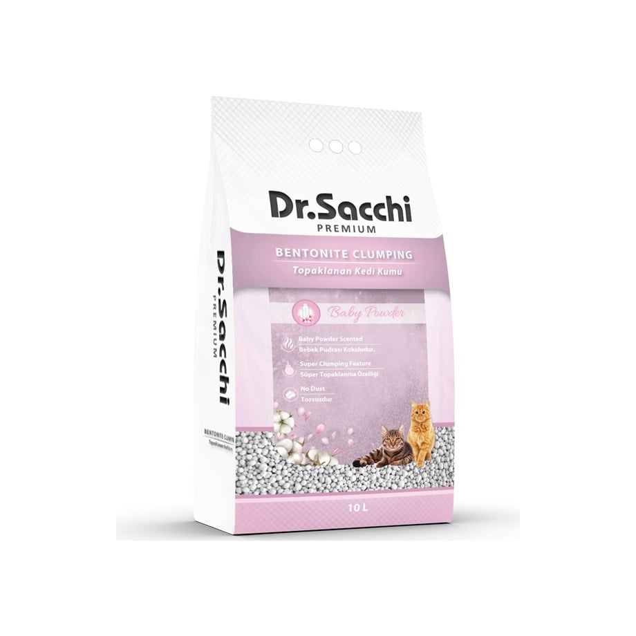 Dr.Sacchi Bentonit Bebek Pudralı Kedi Kumu 10 Lt