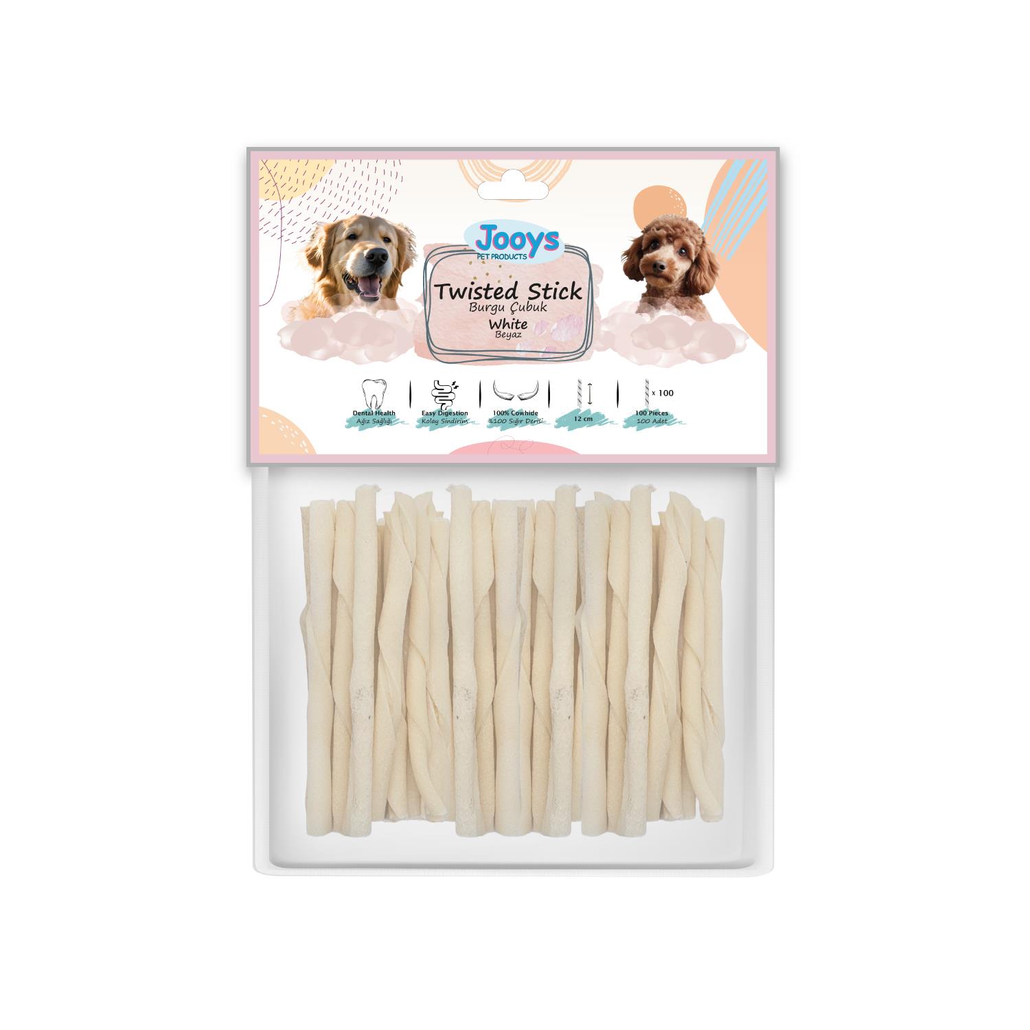 Jooys Beyaz Burgu Çubuk 12 cm 100'lü