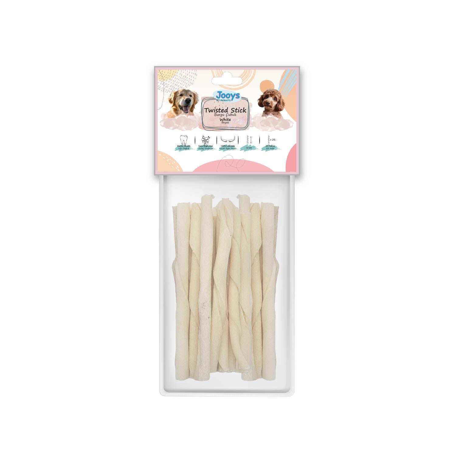 Jooys Beyaz Burgu Çubuk 12 cm 25'li