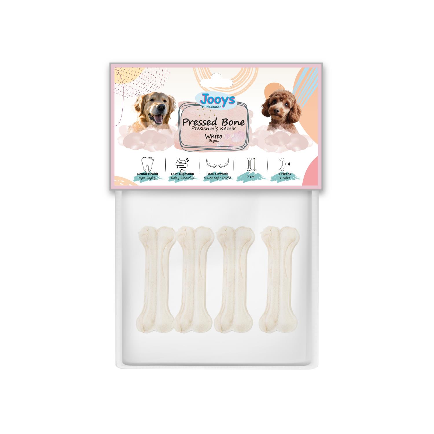 Jooys Beyaz Pres Kemik 7 cm 4'lü Paket