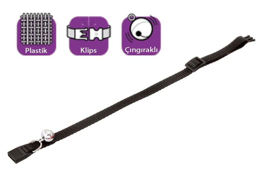 Karlie Boyun Tasma Çıngıraklı 30 Cm Siyah