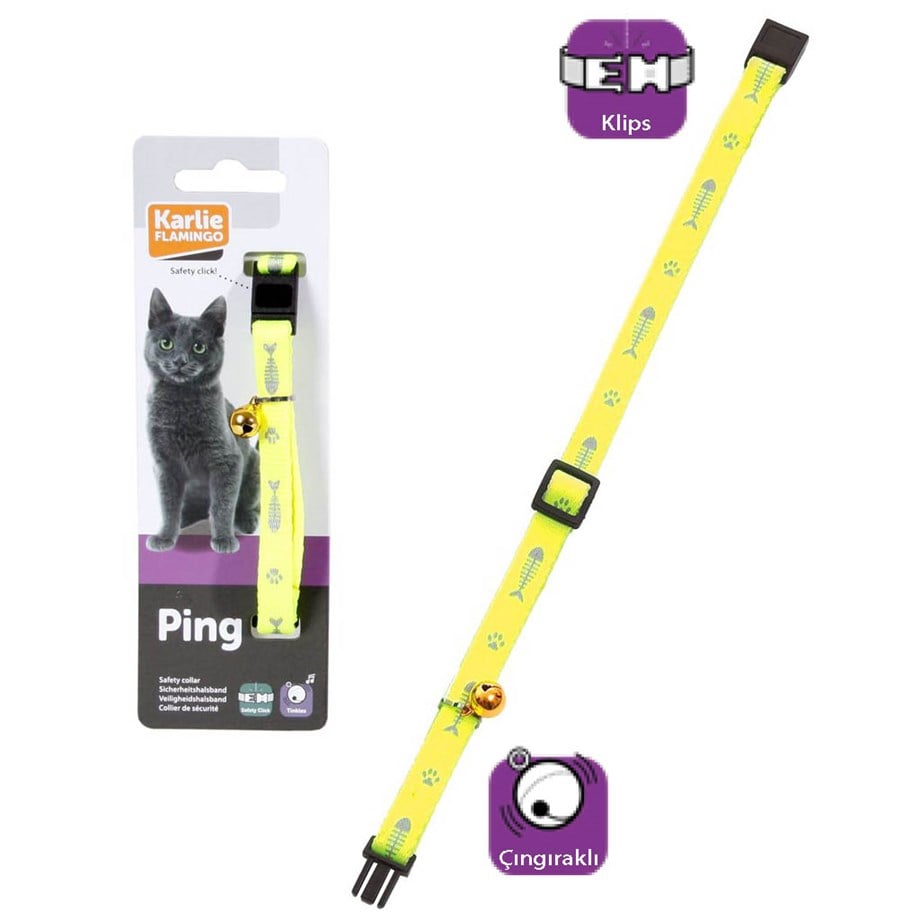Karlie Kedi Tasması Çıng. 30Cm Sarı