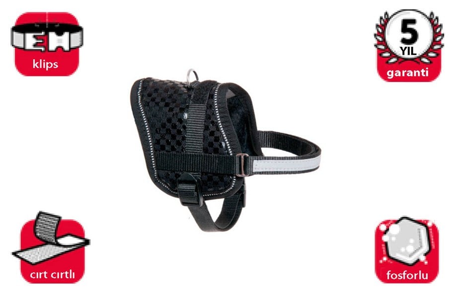 Karlie Reflektörlü Göğüs Tasma XS 31-40cm Siyah Renkli