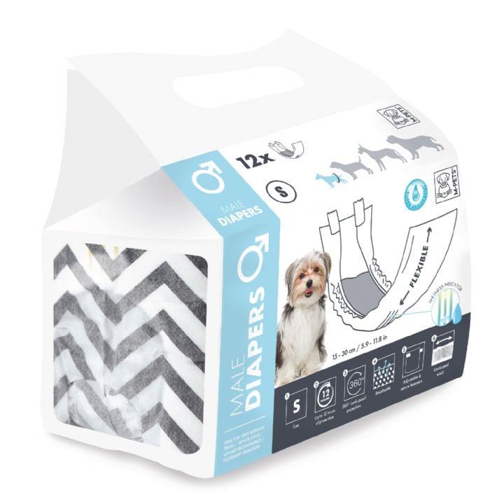 M-Pets Diapers Erkek Köpekler İçin Külot (S) 12'li