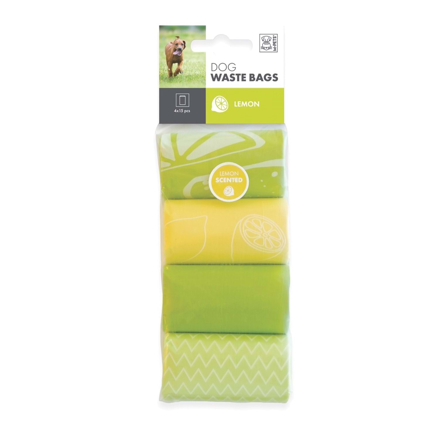 M-Pets Dog Waste Bags – Limon Kokulu Köpek Dışkı Poşetleri (4 Rulo)