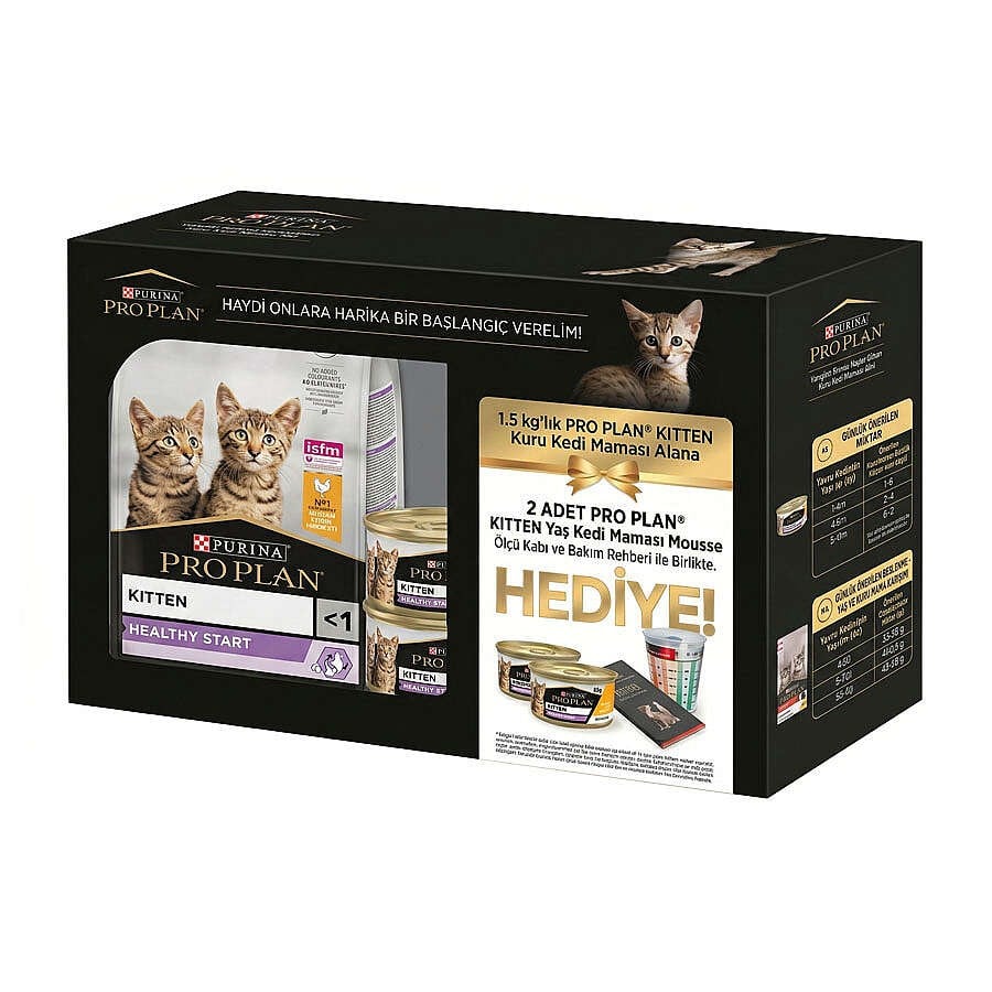 Pro Plan BOX Kitten Tavuk Etli Yavru Kedi Maması 1,5 Kg + 2 Adet Pro Plan Yaş Mama