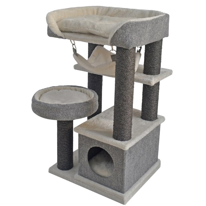 Tommy Çok Katlı Lüks Kedi 48x40x90 Evli Tırmalama Gri