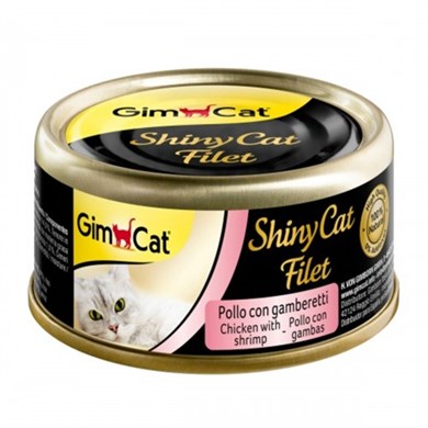 Gimcat Shiny Cat Kıyılmış Tavuk Fleto Karidesli Kedi Konservesi 70 Gr 