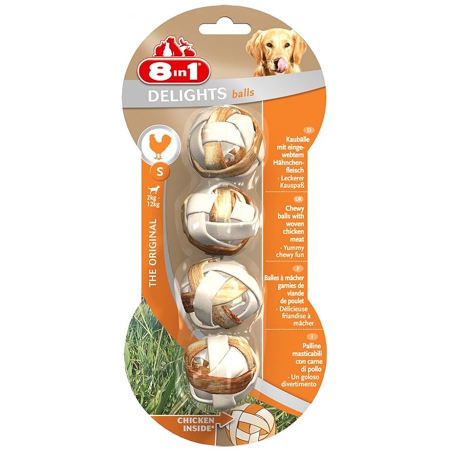 8in1 Delights Bones Köpekler İçin Çiğneme Topu Small 4 Adet