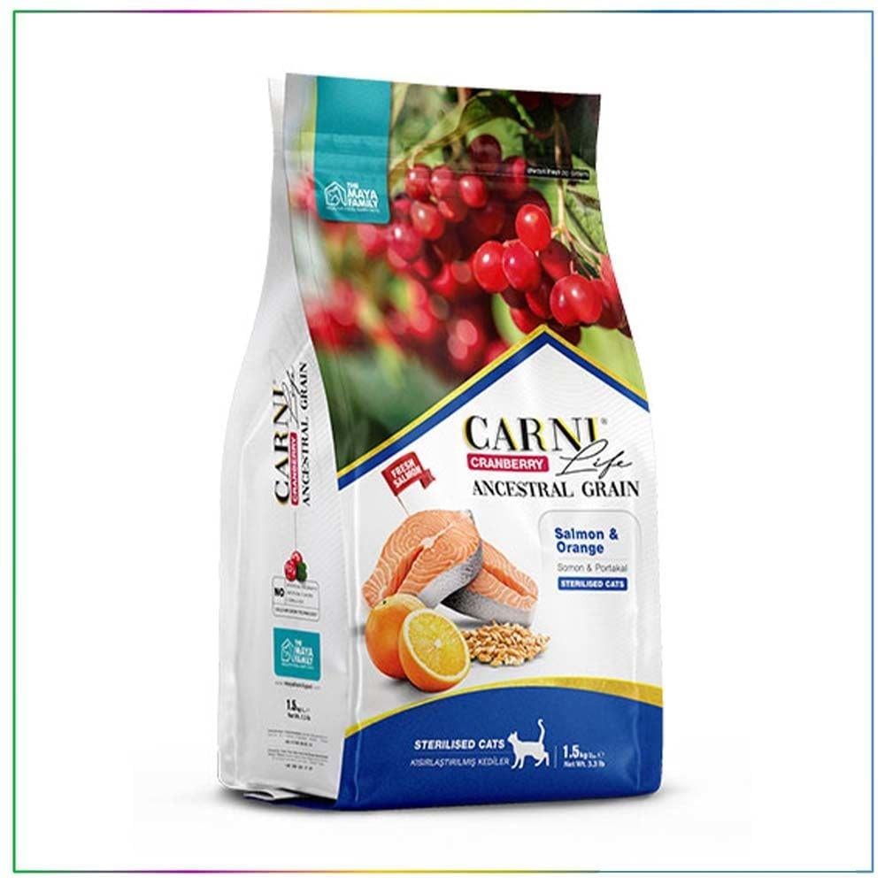 Carni Life Cranberry Ancestral Grain Yetişkin Kedi Somon & Portakal Kısırlaştırılmış 1,5 Kg