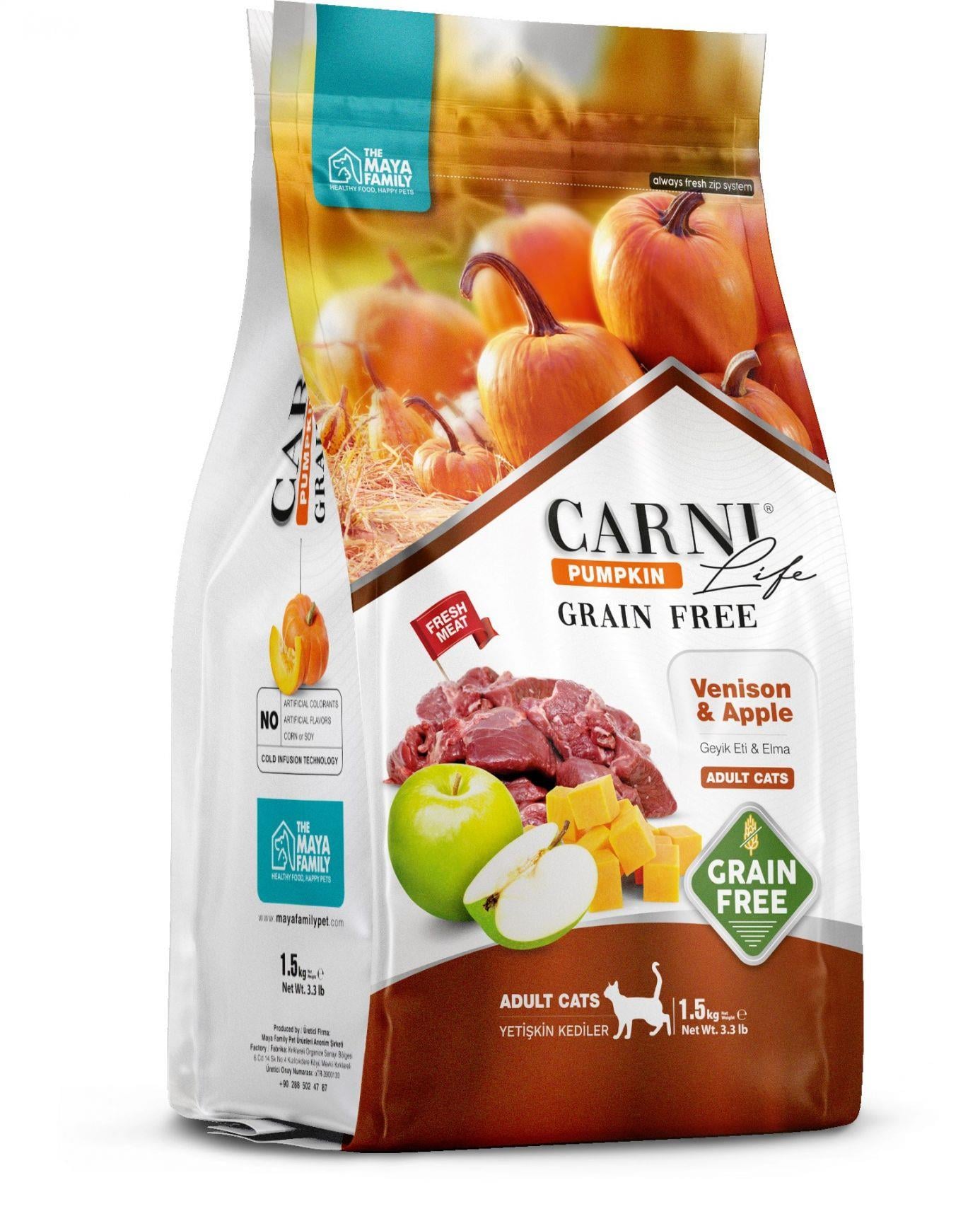 Carni Life Pumpkin Tahılsız Yetişkin Kedi Geyik & Elma 1,5 Kg