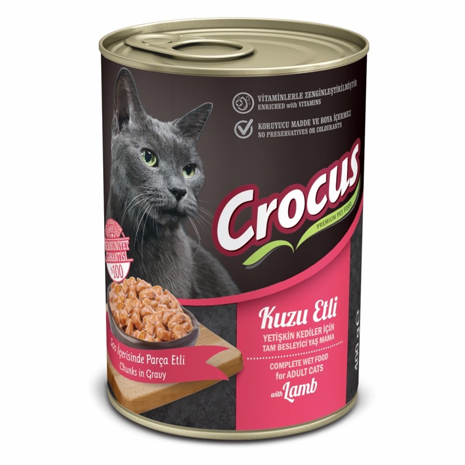 Crocus Yetişkin Kedi Kuzu Etli Yaş Mama 400g X 12 Adet