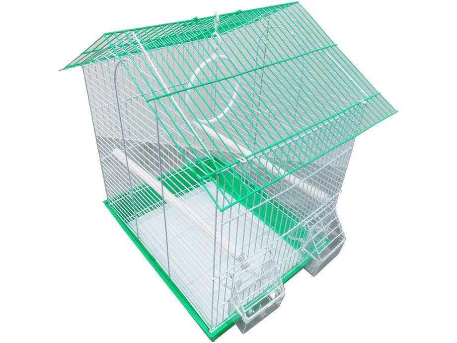 Dayang 2 Kapı Çatılı Muhabbet Kuşu Kafesi Çift Renk.35X28X46