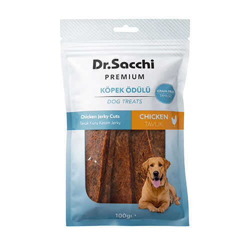 Dr.Sacchi Premium Tavuk Kuru Kesim Jerky Tahılsız Köpek Ödülü 100 Gr