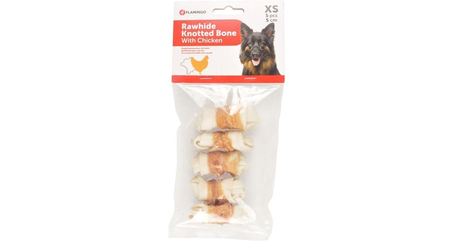 Flamingo Düğümlü Tavuk Etli Köpek Kemiği 70 gr 5 Adet