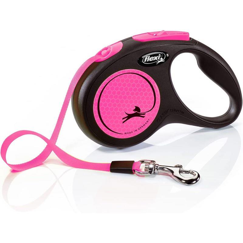 Flexi Neon Şerit Otomatik Köpek Tasması Small 5 mt Pembe