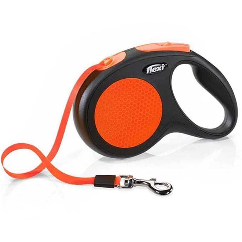 Flexi New Neon Turuncu Otomatik Köpek Gezdirme Kayışı 5 Metre Medium