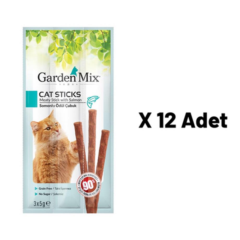 Gardenmix Somonlu Kedi Stick Ödül 3x5g 12'li