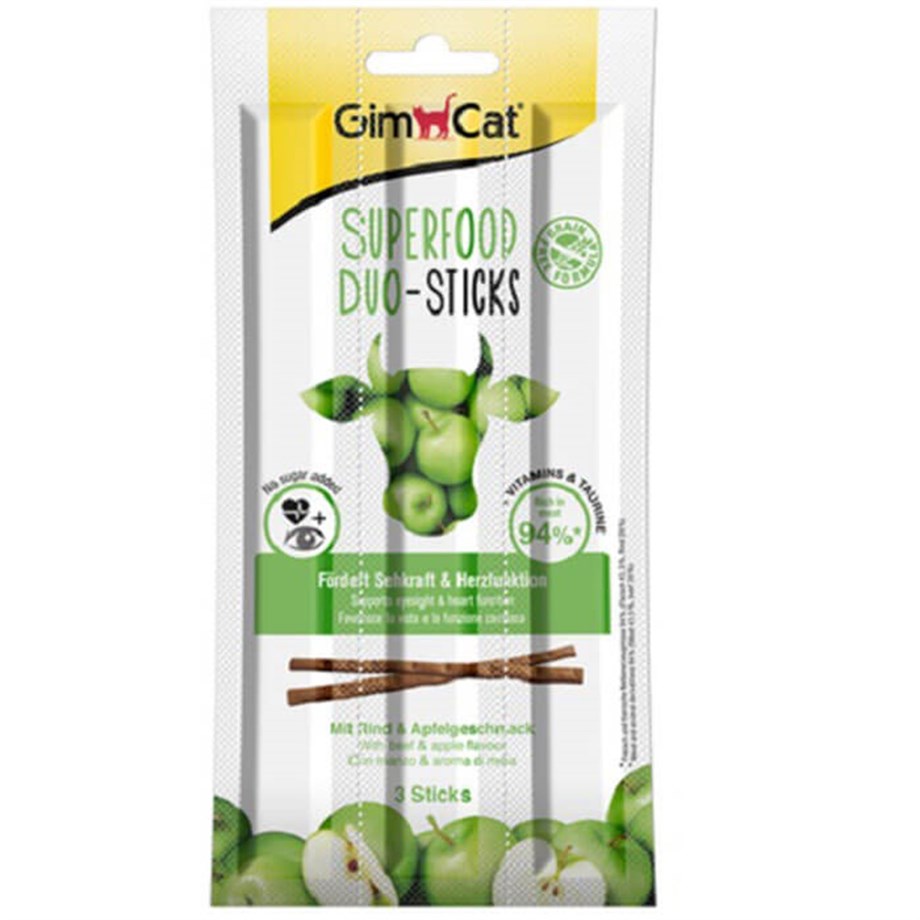 GimCat Super Food Duo Stick sığır elma ödül çubuğu 3 lü 15gr