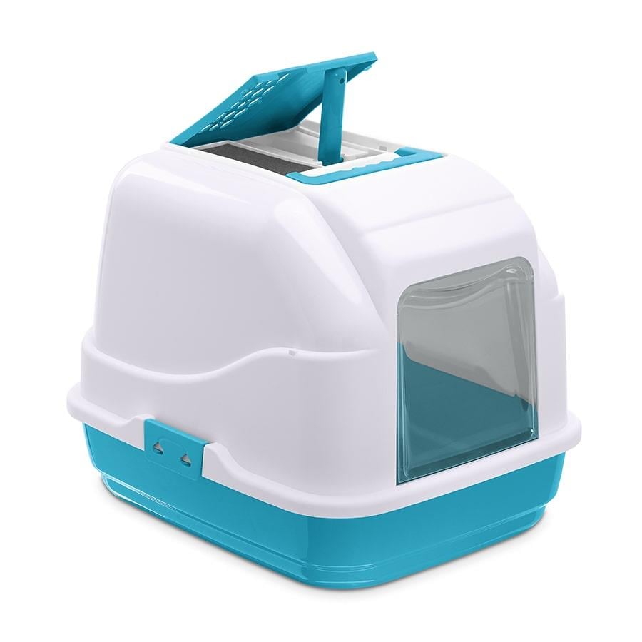 Imac Easy Cat Kapalı Kedi Tuvaleti Mavi Beyaz 50x40x40Cm