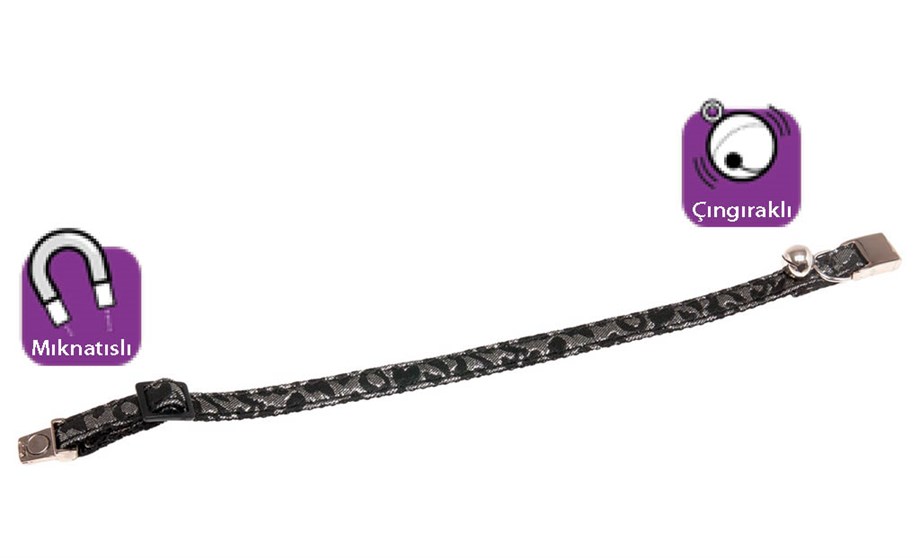 Karlıe Manyetik Kedi Tasma 30Cm Siyah-Gümüş