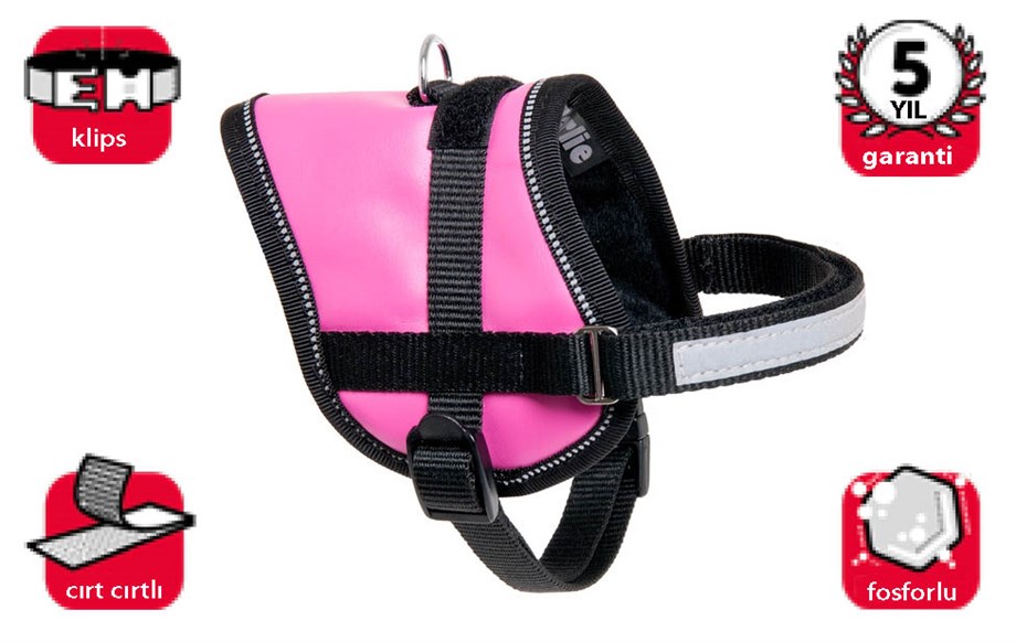 Karlie Reflektörlü Göğüs Tasma XS 26-35cm Pembe Renkli