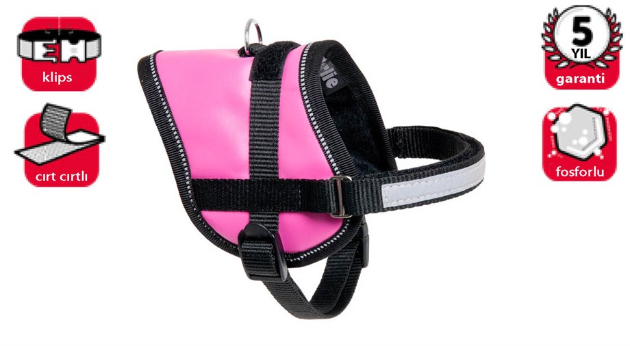 Karlie Reflektörlü Göğüs Tasma XS 31-40cm Pembe Renkli